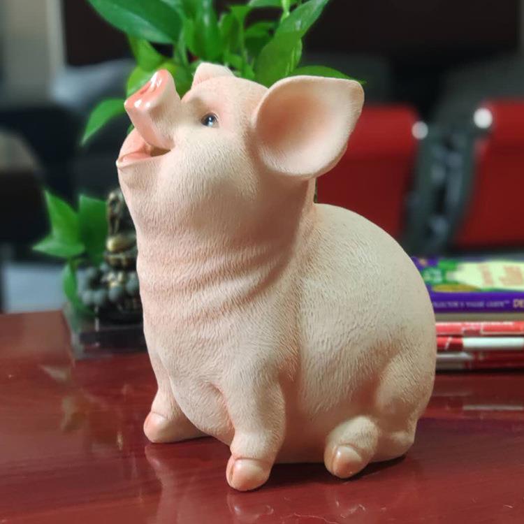 新奇特复古创意品 树脂生肖零钱罐小猪储钱罐装饰 工艺电视柜摆件