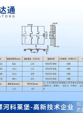 输送链板配件812K450系列304/201不锈钢材质单铰直输链板