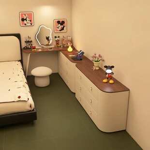 实木简约卧室梳妆台化妆桌书桌斗柜一体收纳柜组合多功能床尾