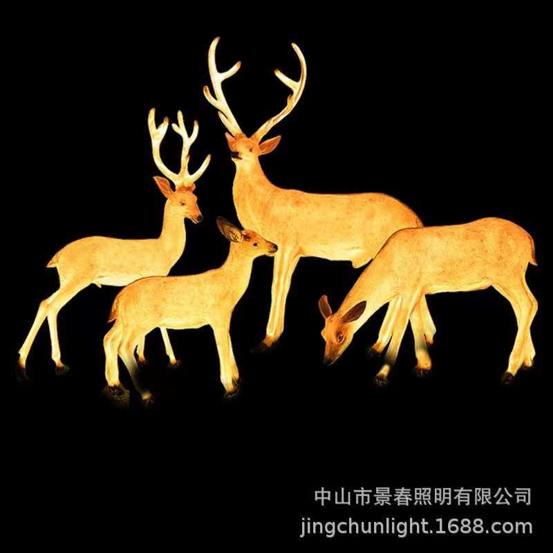 景春 麋鹿玻璃钢灯具大动物灯户外防水防真梅花鹿园林景观草坪灯
