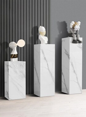 大理石底座客厅石材台立柱墩子玄关落地岩板装饰品摆件Z雕塑展示