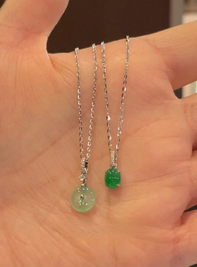 S925纯银新中式蛋面绿玉髓项链女