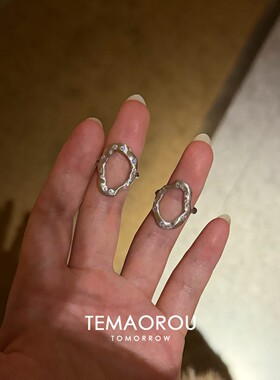 S925纯银细闪点钻镂空椭圆戒指女