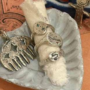 韩系叠戴圆盘雕刻星芒戒指女小众设计轻奢高级感2026新款爆款指环