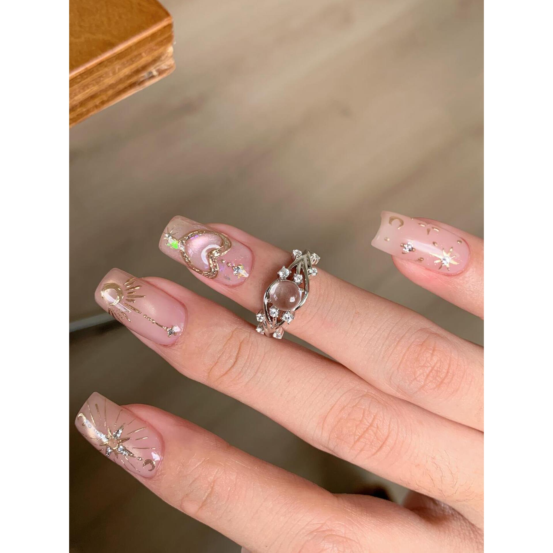 中古银色爆闪满天星清透珠戒指女图片