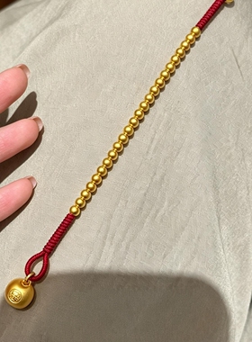 S925纯银韩系金色小福坨手链2026