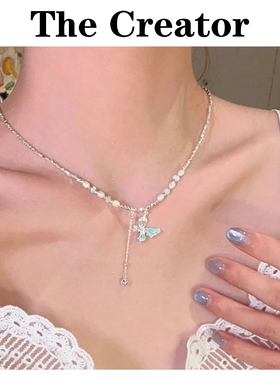 个性蝴蝶珍珠项链女2025新款爆款