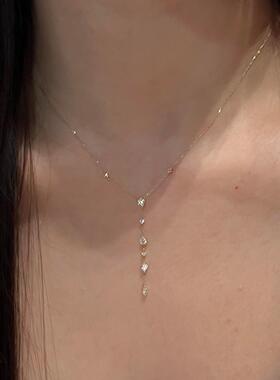 超闪水滴极细项链女款秋冬毛衣链