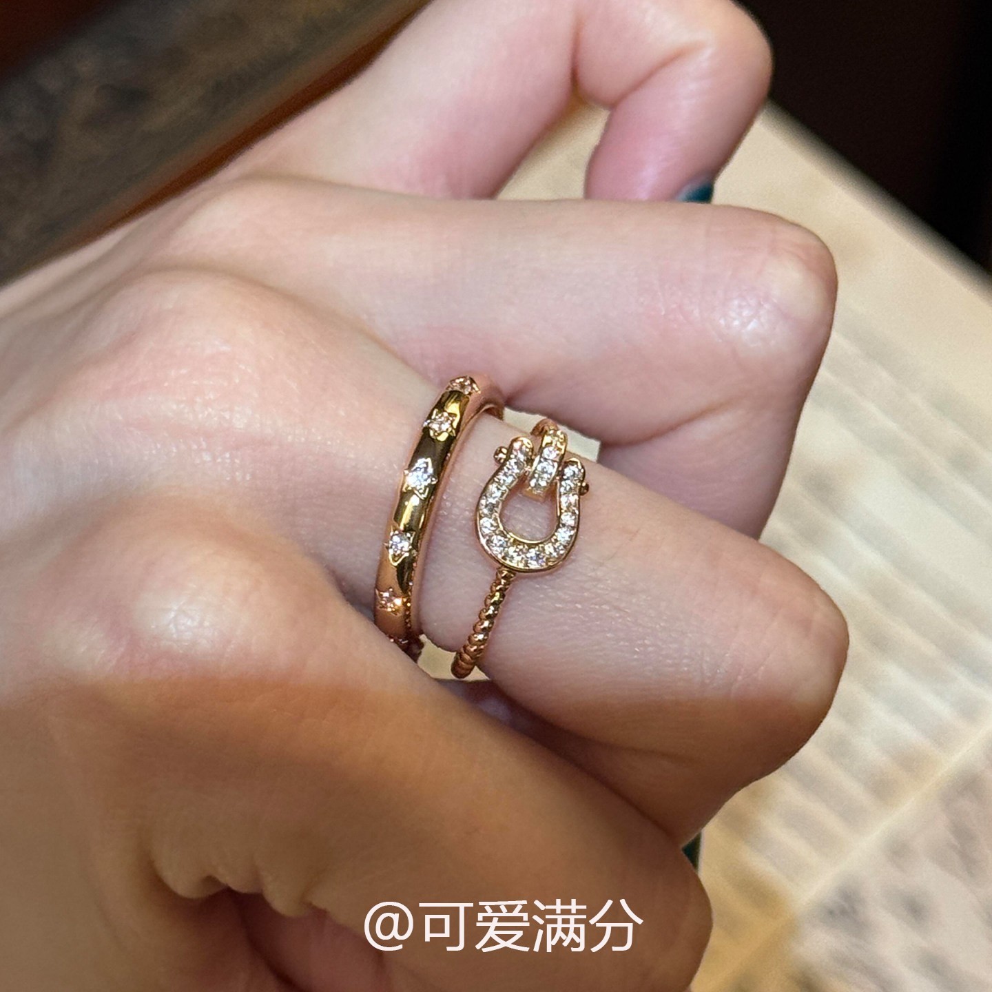 S925纯银闪钻星星马蹄扣戒指小众设计轻奢高级感2026新款爆款指环