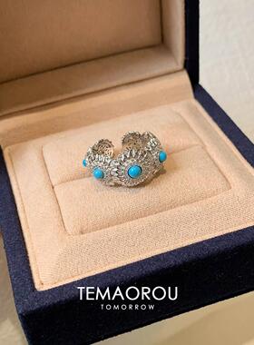 S925纯银蓝松向日葵戒指2026新款