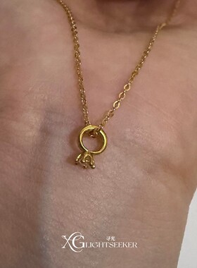 S925纯银金色皇冠项链女款高级感