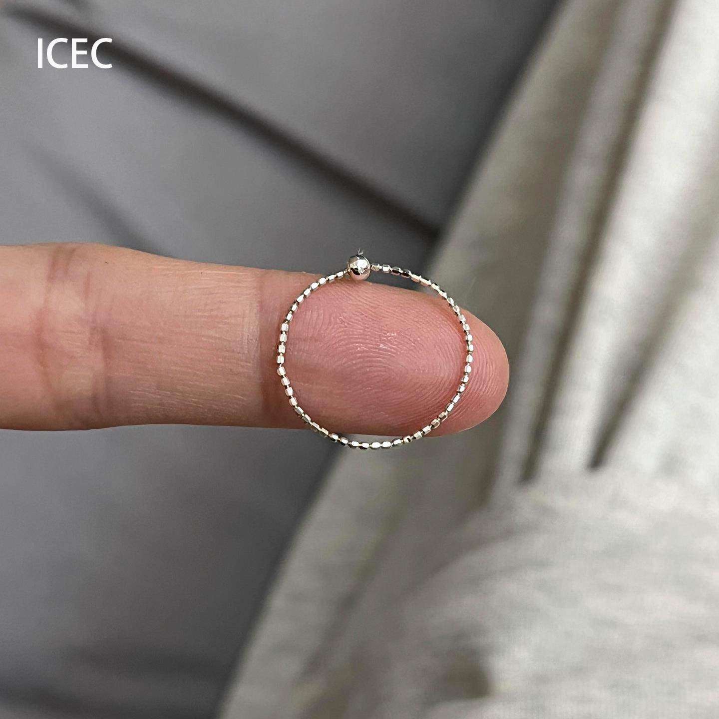 S925纯银mini圆珠素圈戒指女小众图片