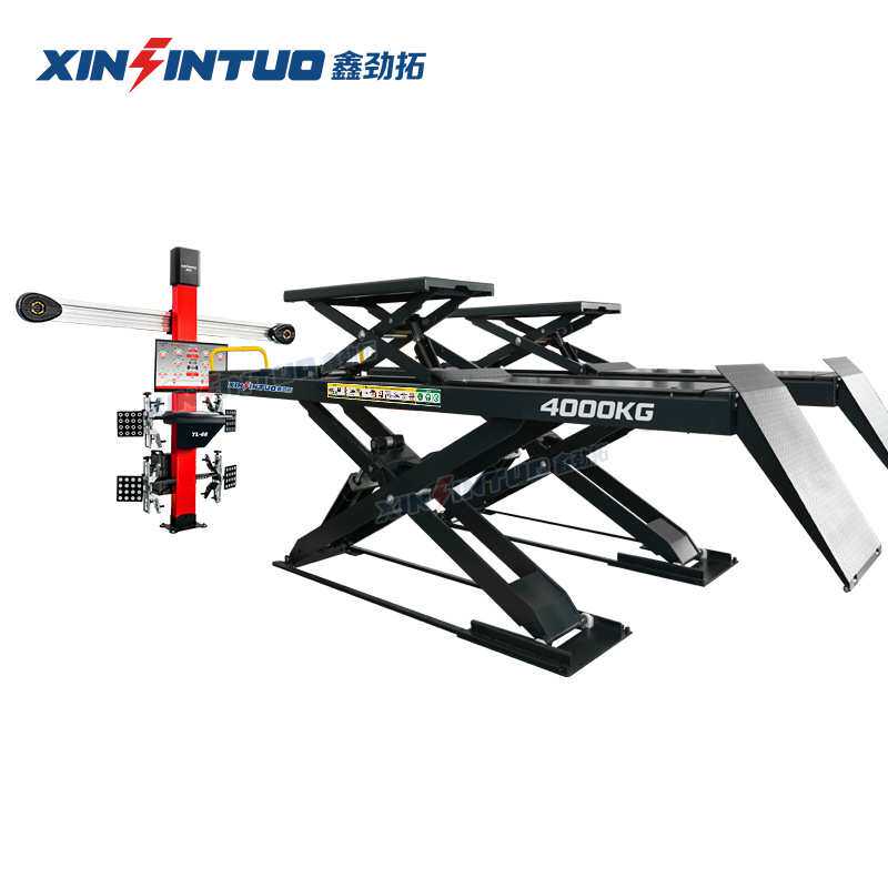 劲拓大剪举升机举重4T大剪升降机超薄子母剪式举升机四轮定位配套