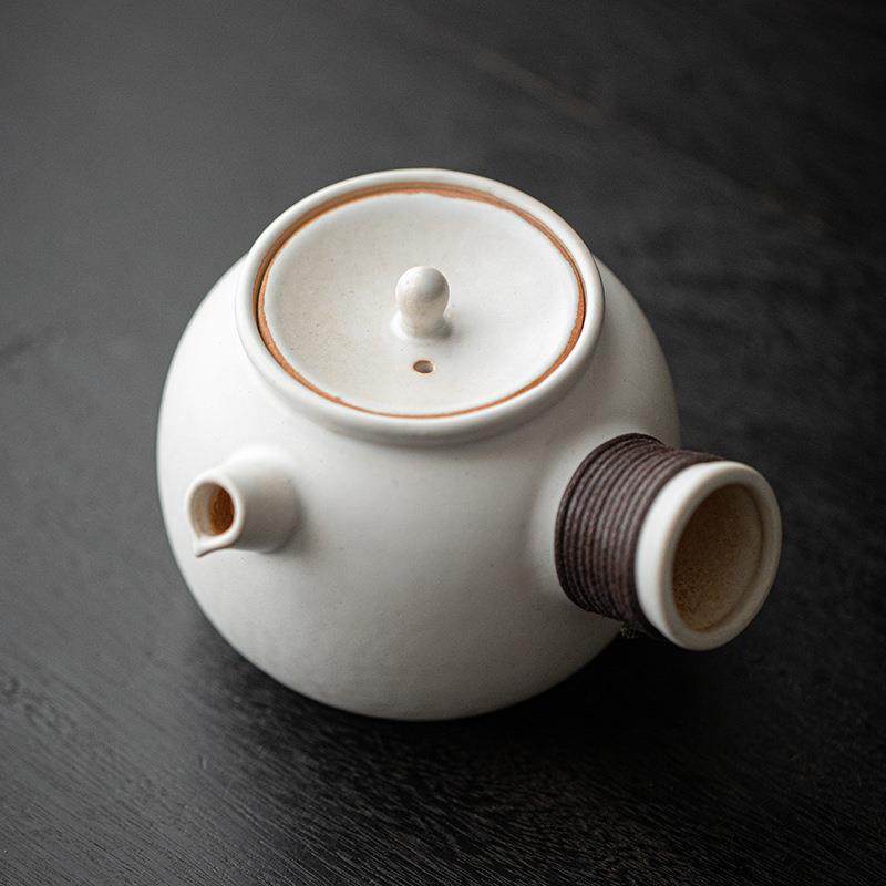 日式白陶煮茶壶烧水壶电陶炉围炉罐罐烤茶户外炭炉明火陶瓷侧把壶