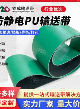 厂家直销2.0mm绿色PVC平面输送带 装配线车间输送带防静电输送带