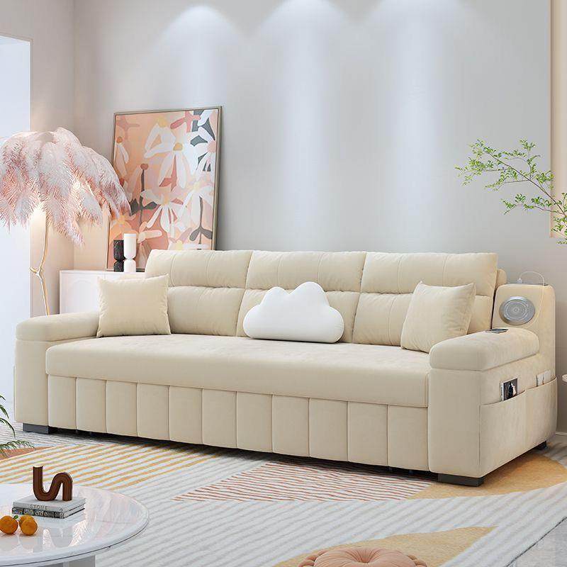 奶油风绒布多功能沙发床可伸缩折叠双人沙发小户型客厅网红款沙发