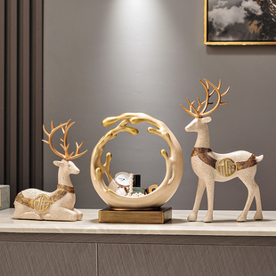 现代新房招财鹿摆件家居饰品客厅玄关F柜钥匙收纳轻奢创意乔迁礼