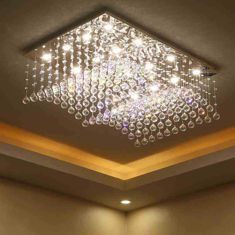 现代简约led长方形水晶灯吸顶灯客厅灯酒店大厅餐厅灯具厂家直销