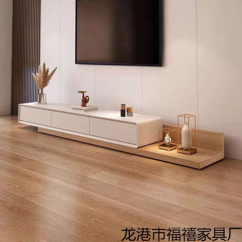 全实木电视柜茶几组合可伸缩现代简约拉伸小户型地柜带抽屉客厅柜