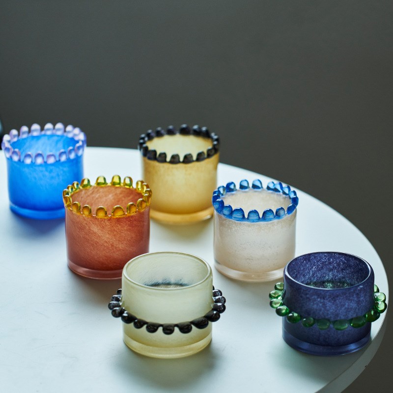 碧轩彩色花边直筒圆柱花瓶轻y奢高级感香薰玻璃器皿软装居家台面