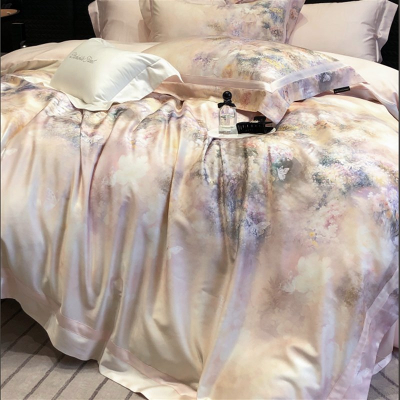 【大美唤专享】LF兰o精天丝超柔天丝棉数码印花四件套W08 热门