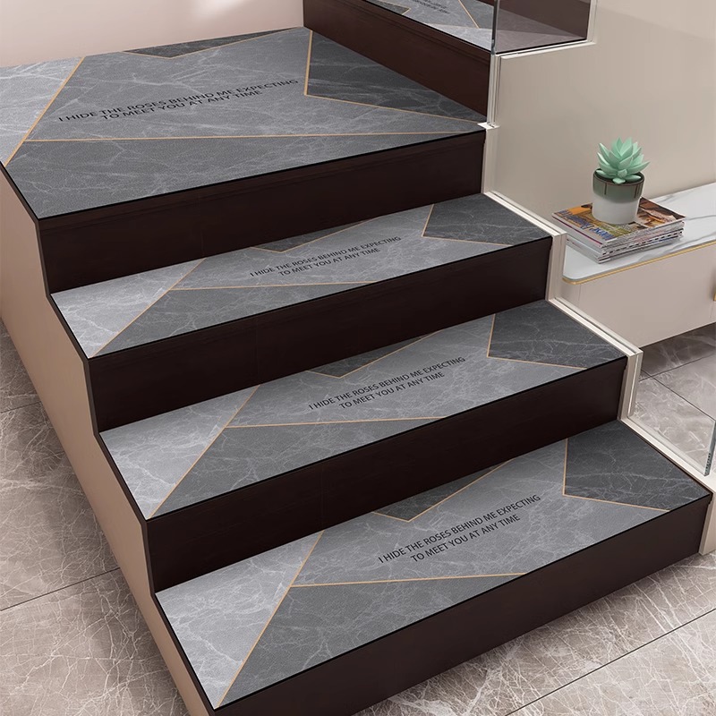 轻奢高级楼梯踏步垫皮革防滑可擦洗台阶垫子地毯免胶X自粘隔音地