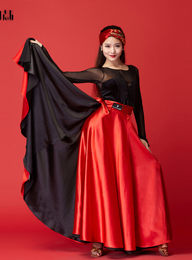 美诗美童田慧 斗牛拉丁舞斗篷练习裙绑裙佛朗明哥半身裙63115