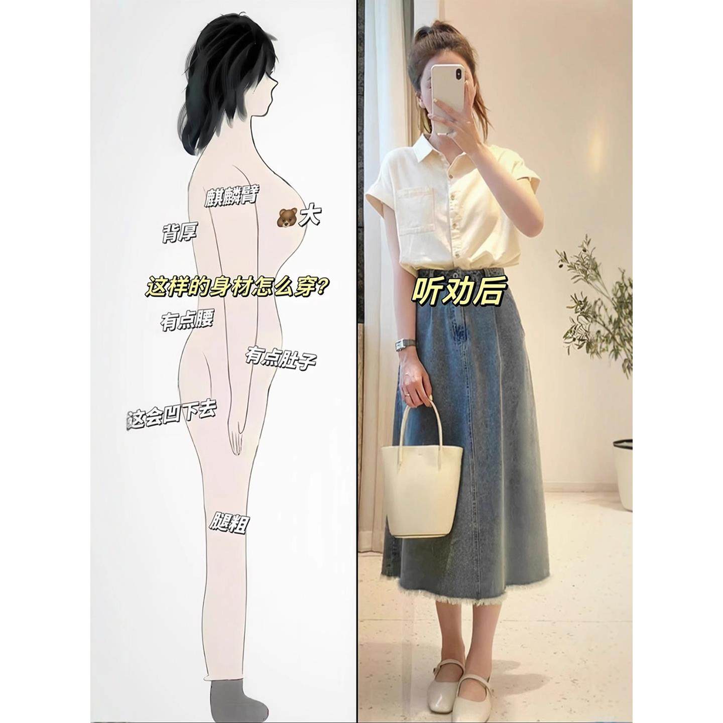 夏装搭配一整套大码微胖mm短袖衬衫牛仔半身裙超火时尚两件套装女