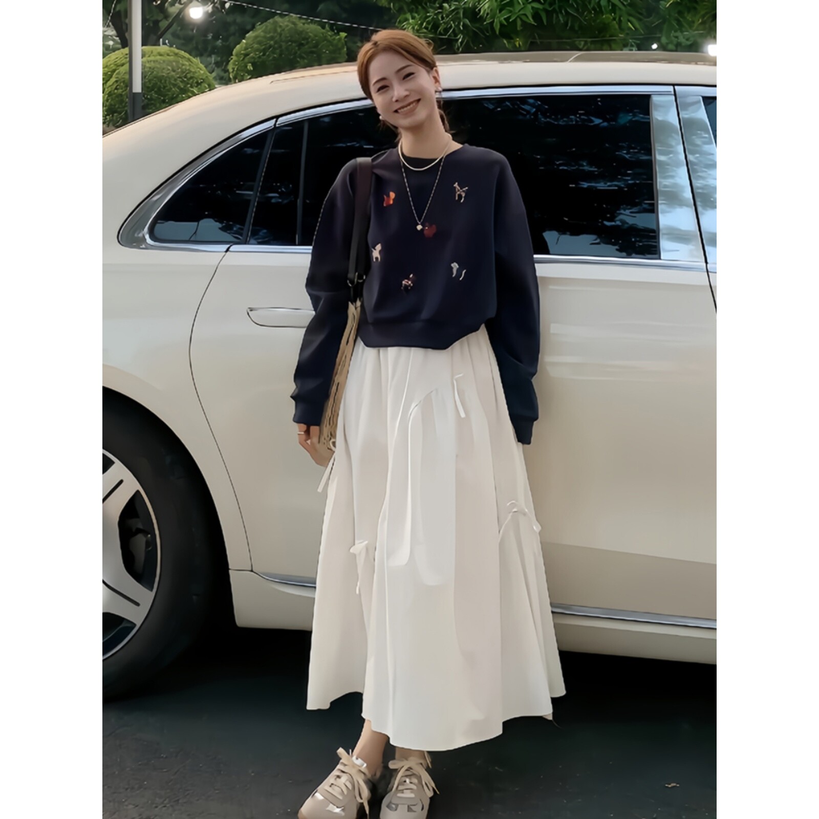 藏青色卫衣女款2025新款爆款初秋季小个子显瘦正肩穿搭高级感上衣