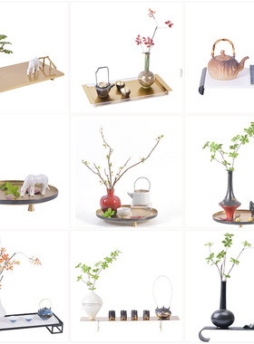 新中式茶壶陶瓷花瓶花器样板间样品屋展示中心玄L关处酒店客厅茶