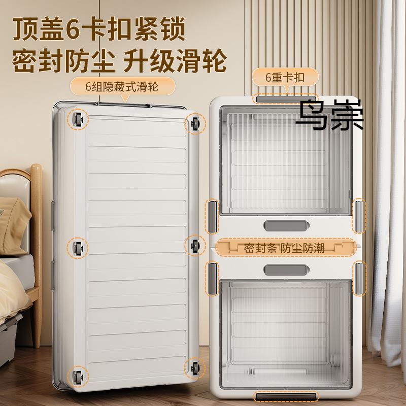 家用抽屉式衣服被子收纳神器带轮透明床底收纳箱防尘密封储物箱