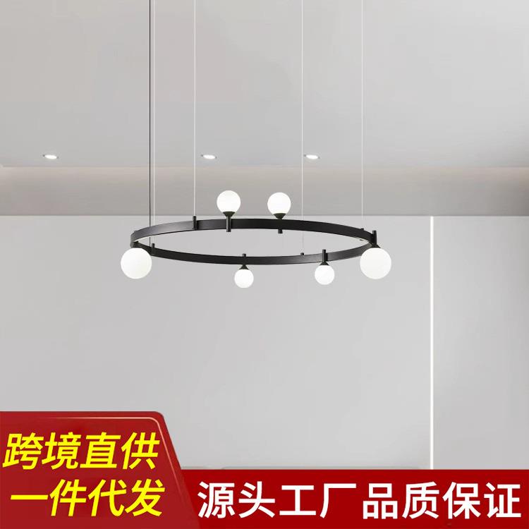 工业风欧式圆环极简吊灯简约后现代样板间服装店办公室玻璃球吊灯