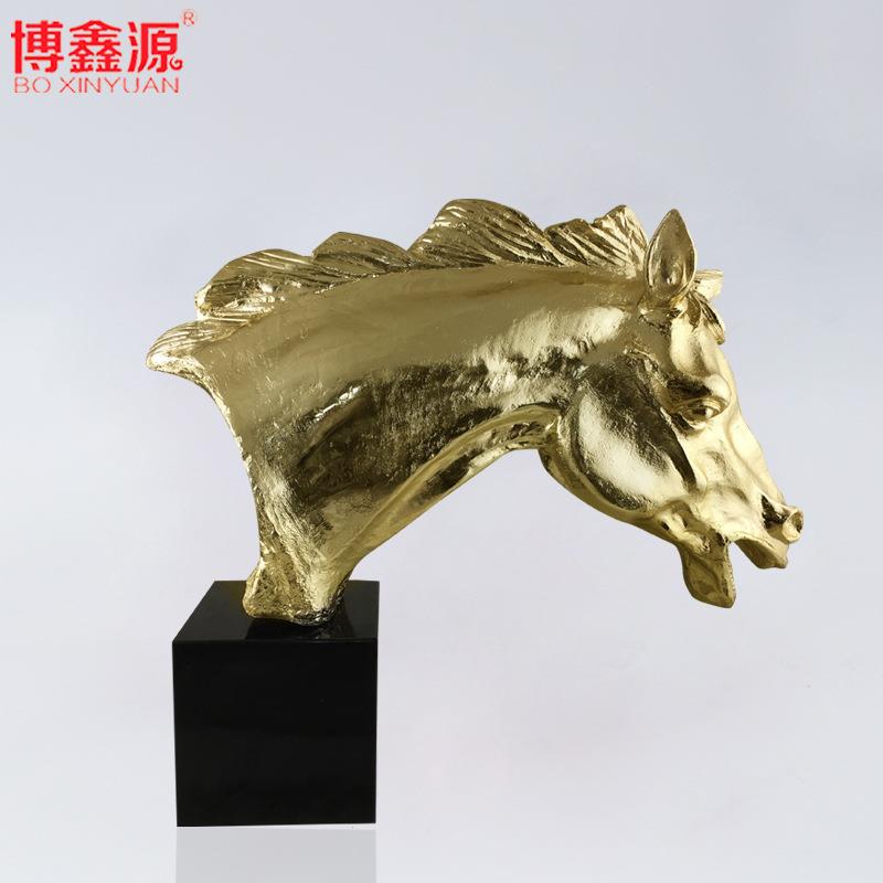 树脂大马头雕塑装饰客厅大堂橱窗摆件欧式动物创意艺术生肖马雕像