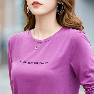 胖m遮肚老人上衣40岁中老年妈妈打底衫 2021纯棉长袖 t恤女宽松大码