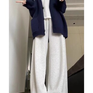 慵懒宽松中长款藏青针织衫毛衣女2024年春秋外套上衣秋款开衫外穿