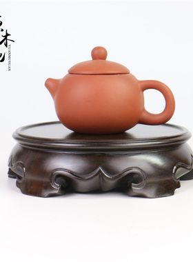 非洲黑檀木圆形整料底座实木盆景花瓶紫砂壶木雕工艺品木托垫大号