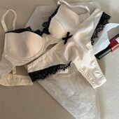 新品 小众精致内衣绸缎法式 文胸套装 调整型防下垂收副乳聚拢内衣