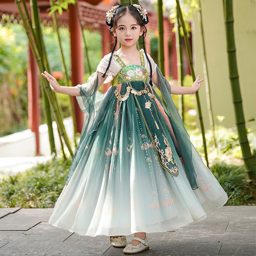 汉服女童夏装连衣裙2024新款国风唐装裙子夏季儿童超仙气古装薄款