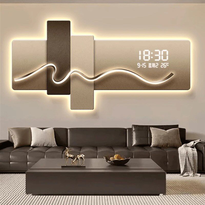 现代简约钟表挂钟客厅装饰画2024年新款创意电子钟数显表挂墙时钟