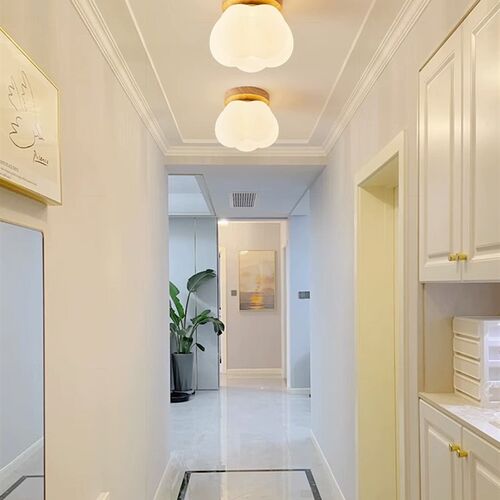 简约奶油风过道灯原木玄关吸顶灯LED温馨云朵入户走廊灯衣帽间灯