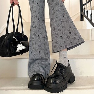 黑色厚底鞋 小个子9CM厚底增高鞋 新款 女2025春季 女三层底大头皮鞋