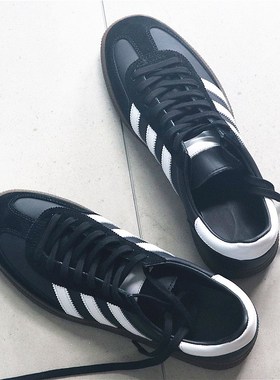 巨轻薄柔软透气!复古街头感条纹黑色牛皮板鞋运动休闲球鞋男女款