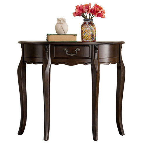 美式实木玄关桌过道桌走廊桌沙发边桌装饰桌子半圆桌