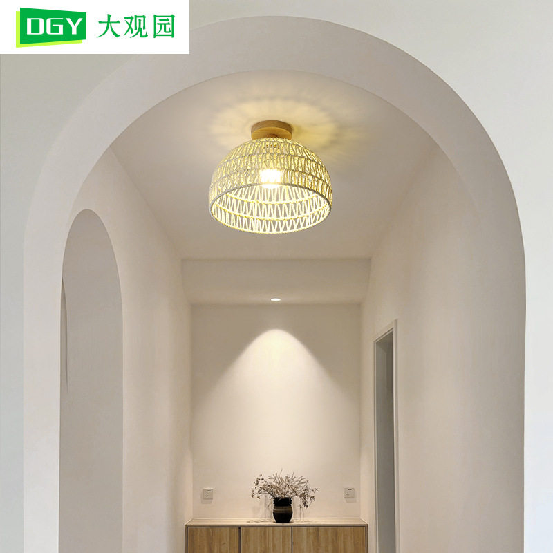 入户过道吸顶灯现代简约藤艺北欧卧室房间灯厨房阳台过道灯具021L