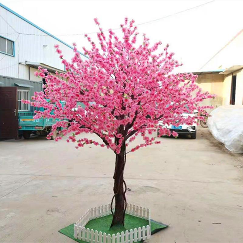 仿真桃花树树造景仿真花客厅室内商场婚庆展会装饰落地假树真