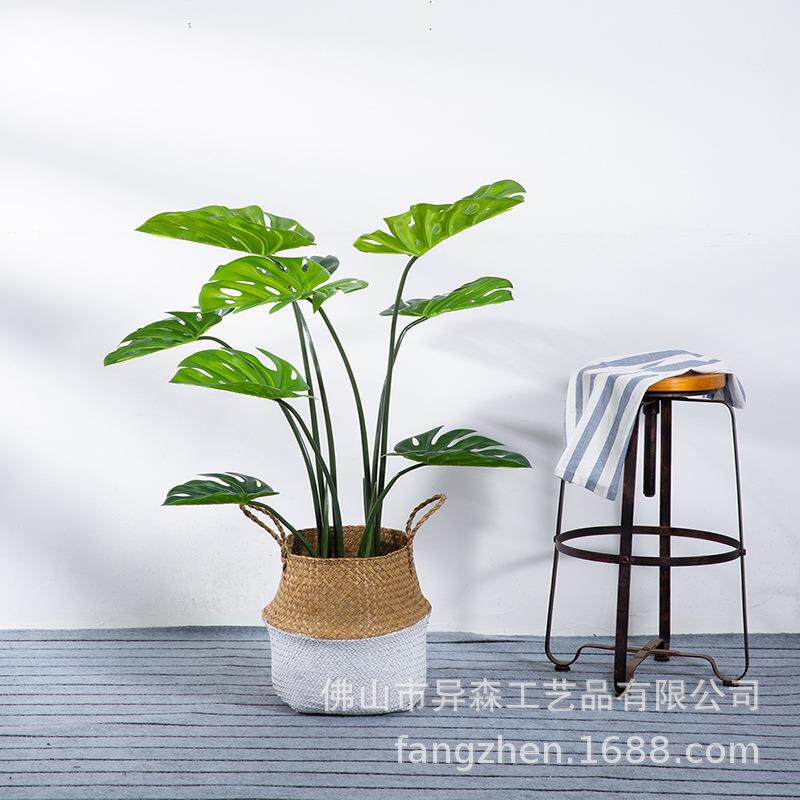 仿真绿植带盆龟背竹小龟背假树客厅落地大盆仿真绿植造景假绿植