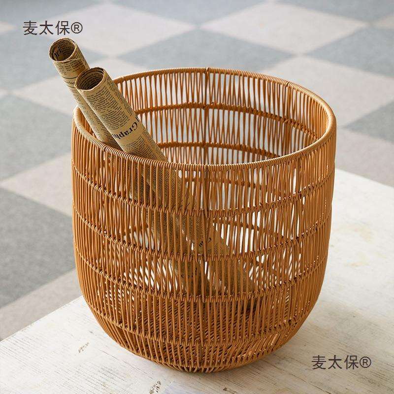脏衣篓箩筐换洗卧室浴巾篓藤编太保篮麦衣物衣服筐筐圆形洗衣仿无