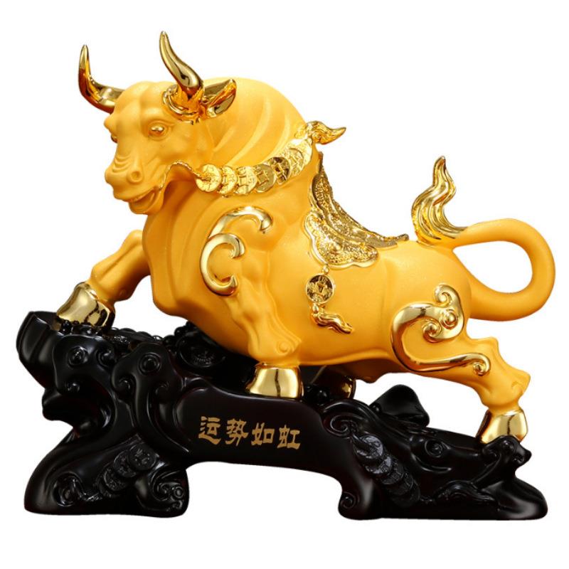客厅办公室招财金牛摆件树脂工艺品牛气冲天华尔街牛开业旺市牛市