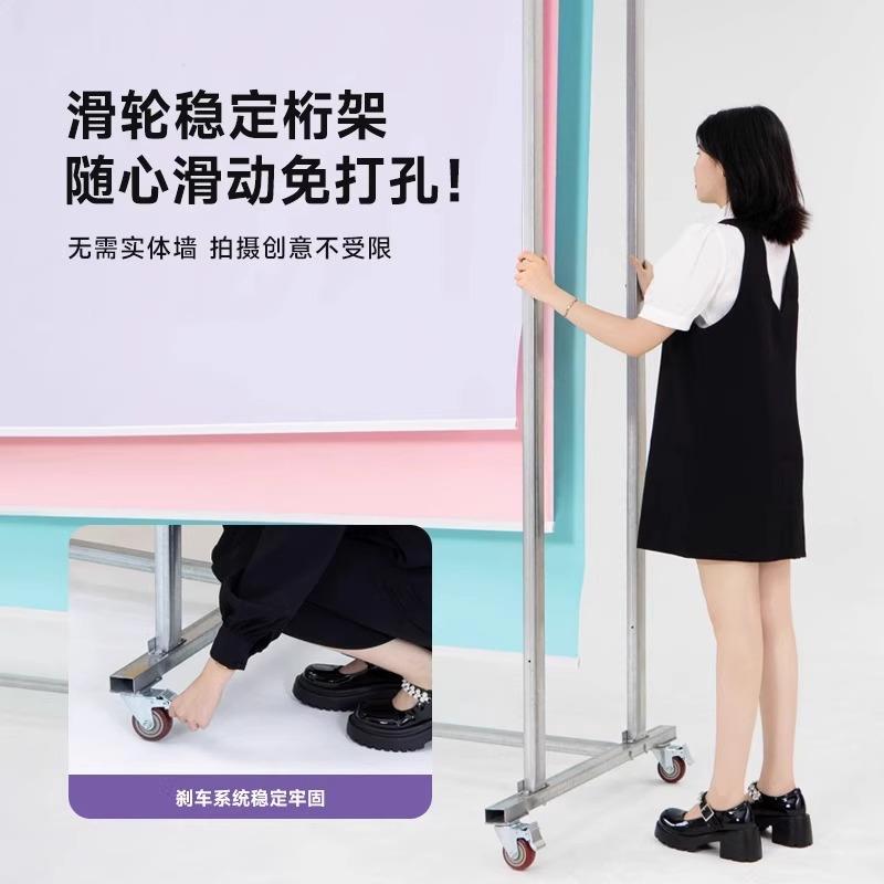 南冠电动背景轴滑轮龙门架背景轴新款背景架移动摄影背景卷轴支架