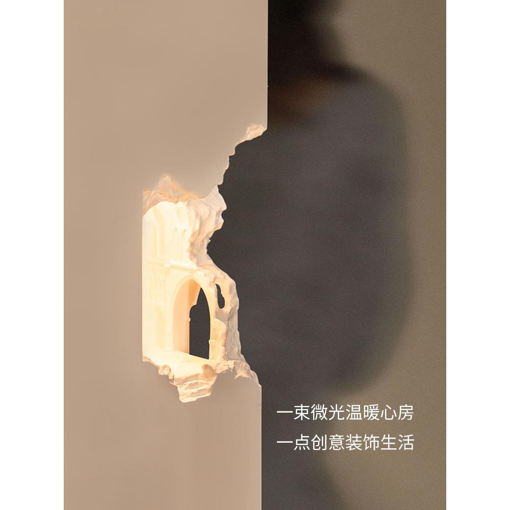 墙面石膏灯角落里简约无边卧室背景个性内嵌现代创意壁灯酒店